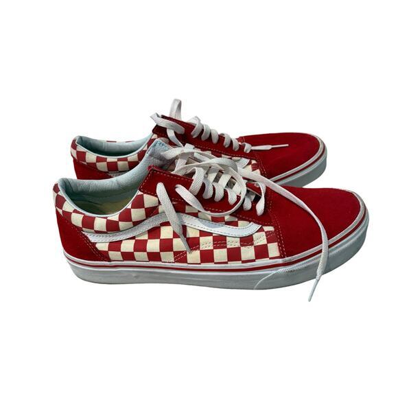 Vans Mens Old Skool Primary Checkerboard Racing Red White Shoes Size 10.5 Skater - Picture 1 of 7